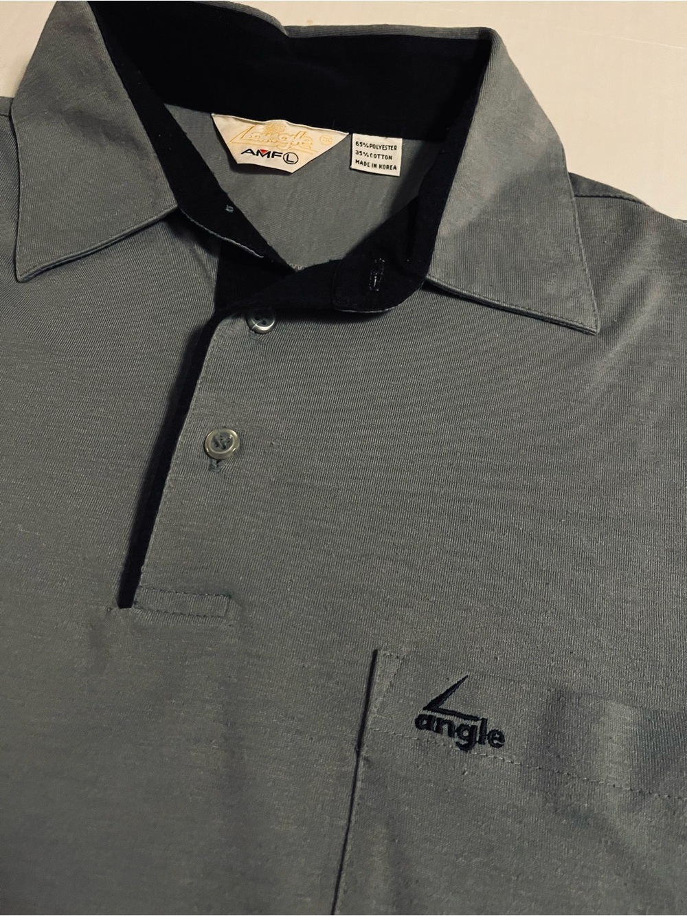 *RARE* VTG 1981 AMF The Angle Urethane Bowling Ball Logo Polo Shirt LARGE Pba
